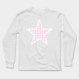 Soft Pink Gingham Star Long Sleeve T-Shirt